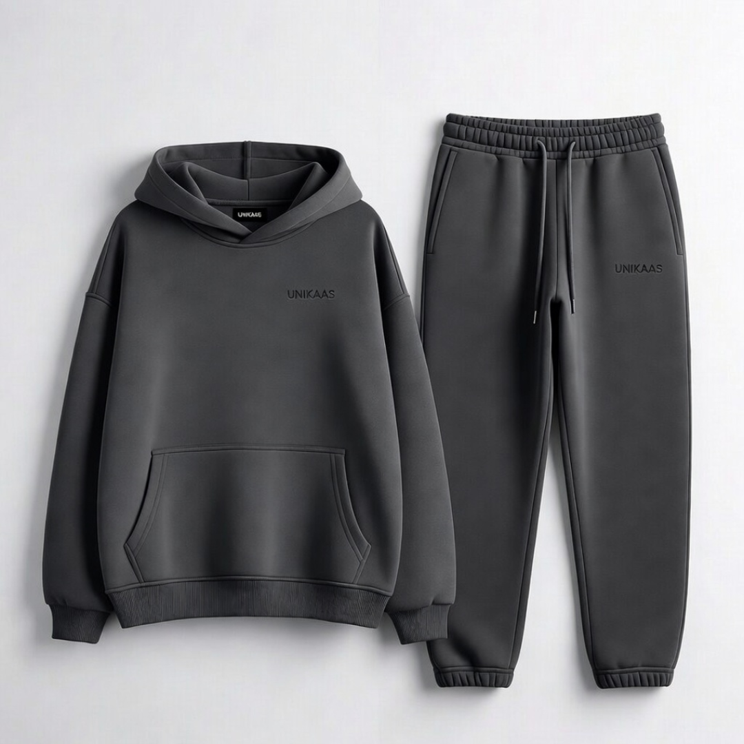 Charcoal grey hoodie tracksuit bulk wholesale supplier Unikaas for UK USA Canada Australia UAE Pakistan