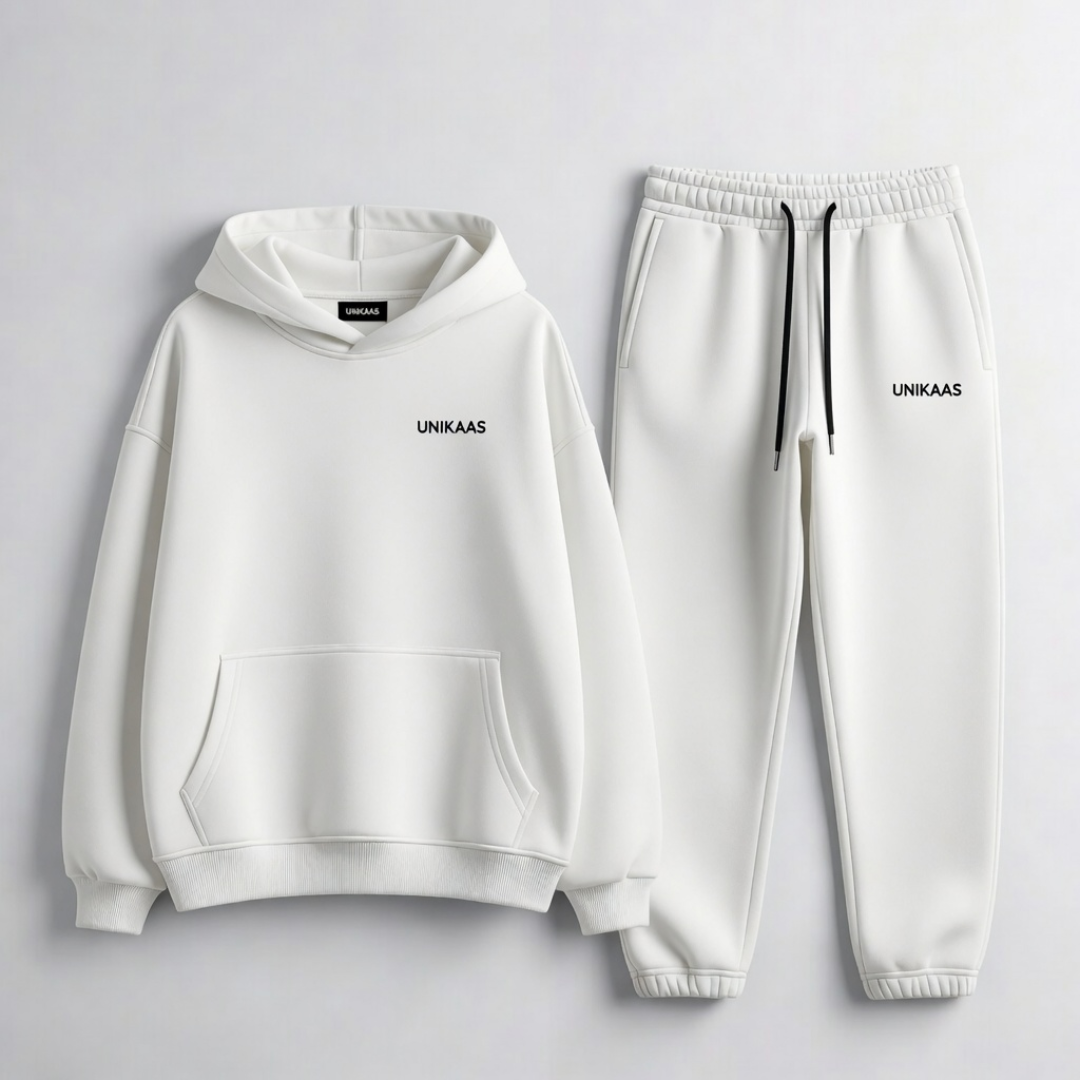 White hoodie tracksuit bulk wholesale supplier and manufacturer from Unikaas for UK USA Canada Australia UAE Pakistan