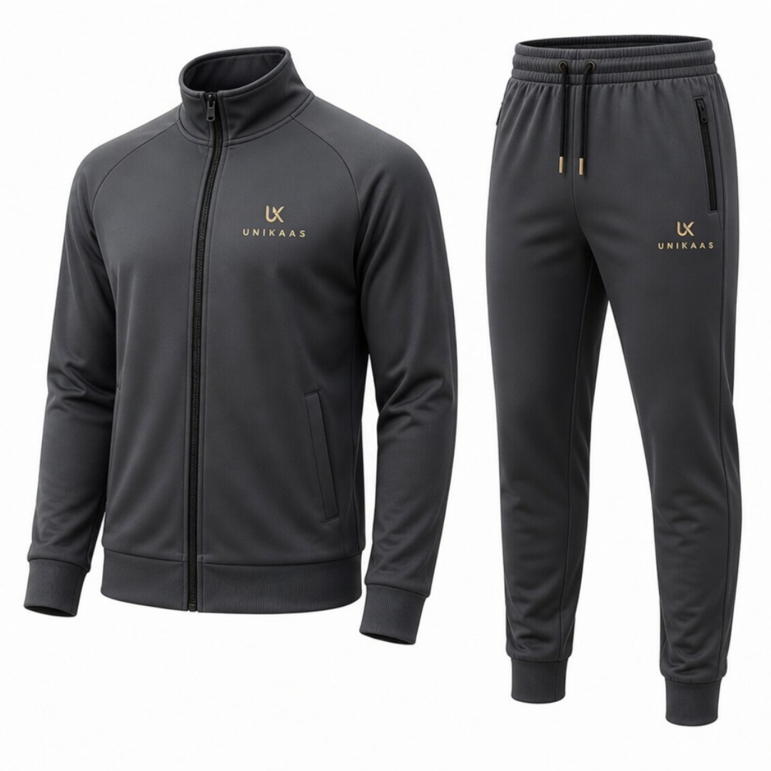 Heather Grey Zipper Tracksuit Wholesale by Unikaas