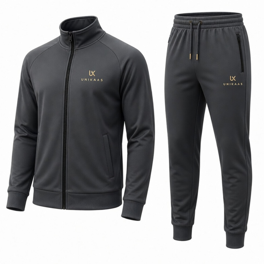 Charcoal Grey Zipper Tracksuit Wholesale by Unikaas
