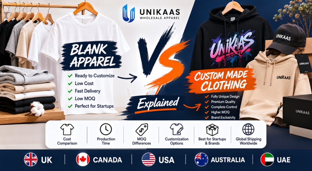 Blank Apparel vs Custom Clothing Explained | Unikaas